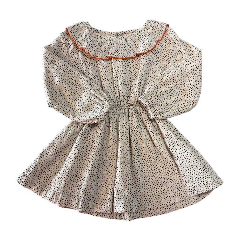 Tinycottons Girls Dotted Ruffle Collar Dress, Toddler Size 3
